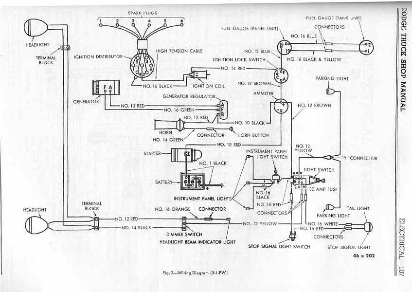 1948-49 B1-PW Wiring Diagram (6 volt)

