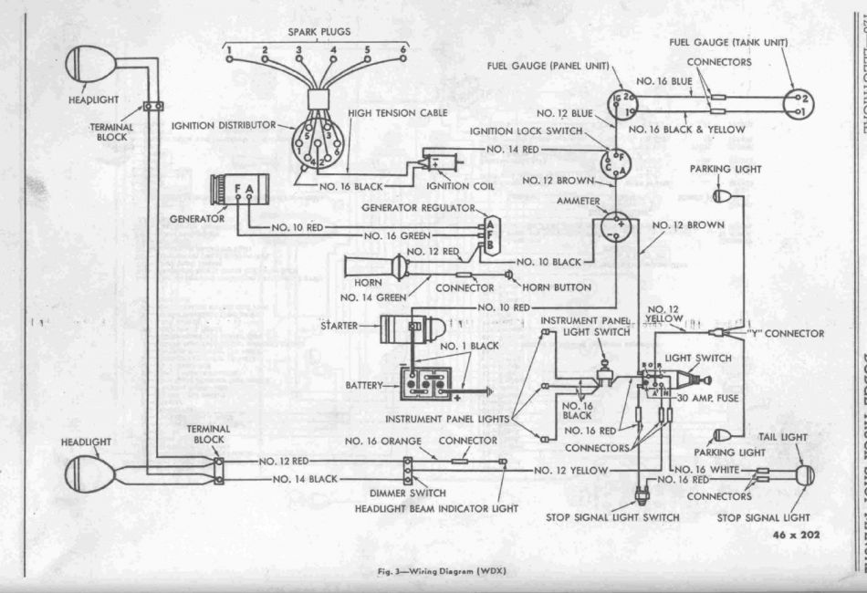 1946-47 WDX Wiring Diagram (6 volt)
