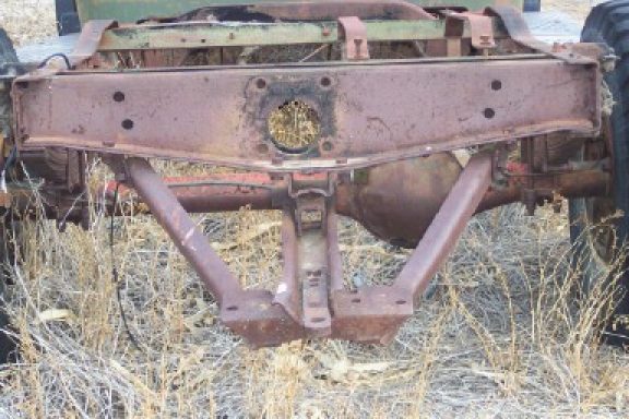 Early Power-Wagon, serial number 88750023.
Notice the very early style of rear frame cross member with four holes on the rear vertical face, located outward near side frame rails. These holes were for attaching the mounting brackets for the very early drawbar. Even though this truck was old enough to accept the early drawbar, it was never the less new enough that the later drawbar was installed.
