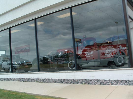 Dearth Motors
Ghostly image of a Power-Wagon sitting on showroom floor at a Dodge dealership in Wisconsin. Truck has been with the dealership since new and was the only vehicle that survived a direct hit from a tornado that leveled the dealership in the mid 1960's. 
