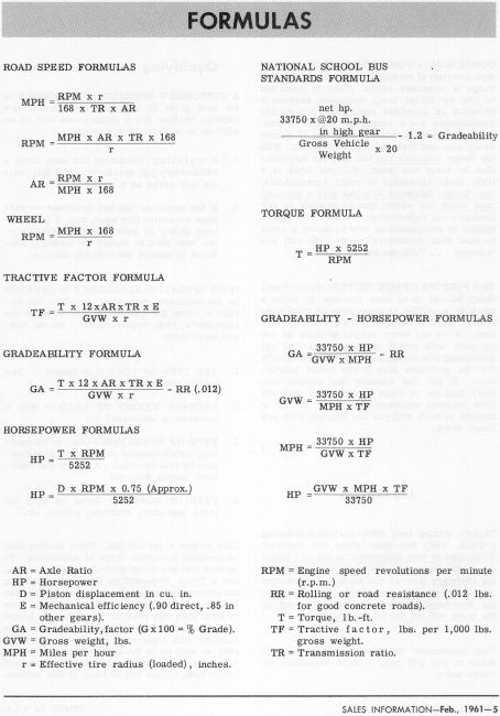 Formulas published in old Dodge Salesman Literature
