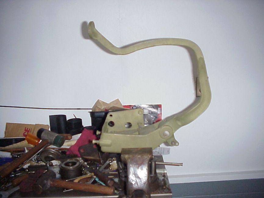 Photo of brake pedal bracket and pedal. Bracket #282 6042. Pedal # 282 6045.
