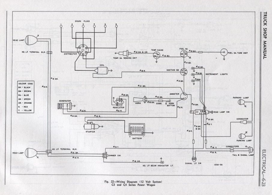 Wiring Diagrams - 1956 C3-C4-PW Wiring Diagram (12 volt) - T137 Photo  Gallery 2CV Wiring-Diagram T137 Dodge Power Wagons