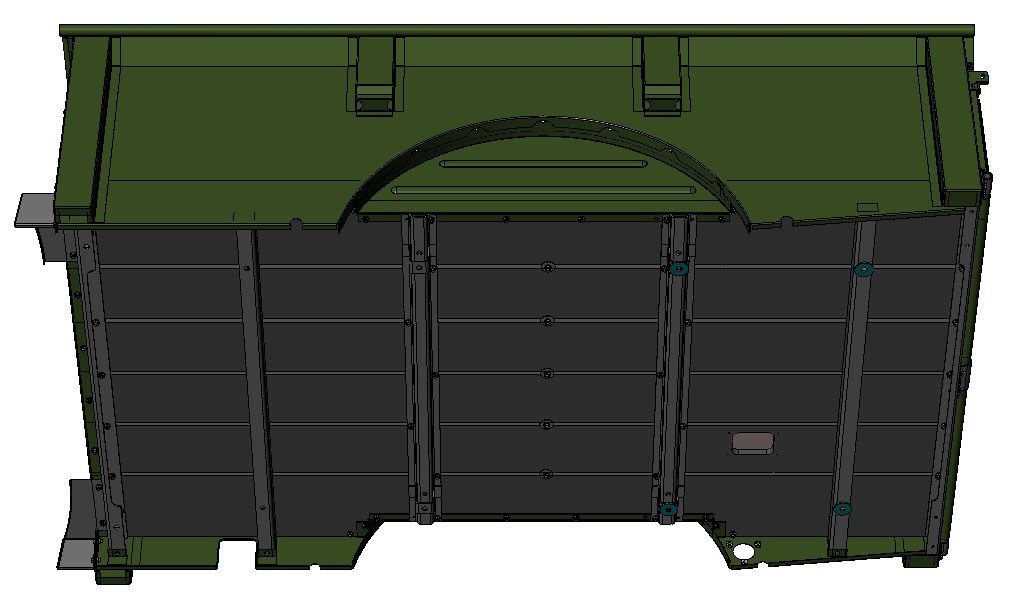 3D model crossmember layout detail.
