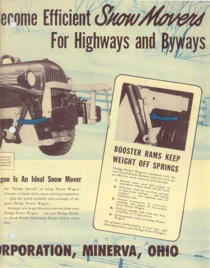 Good Roads Snowplow Brochure Page 03
Page 3 (inside rear cover) of 1947 sales brochure from Good Raods Machinery Corporation for "Dodge Special" plow.
